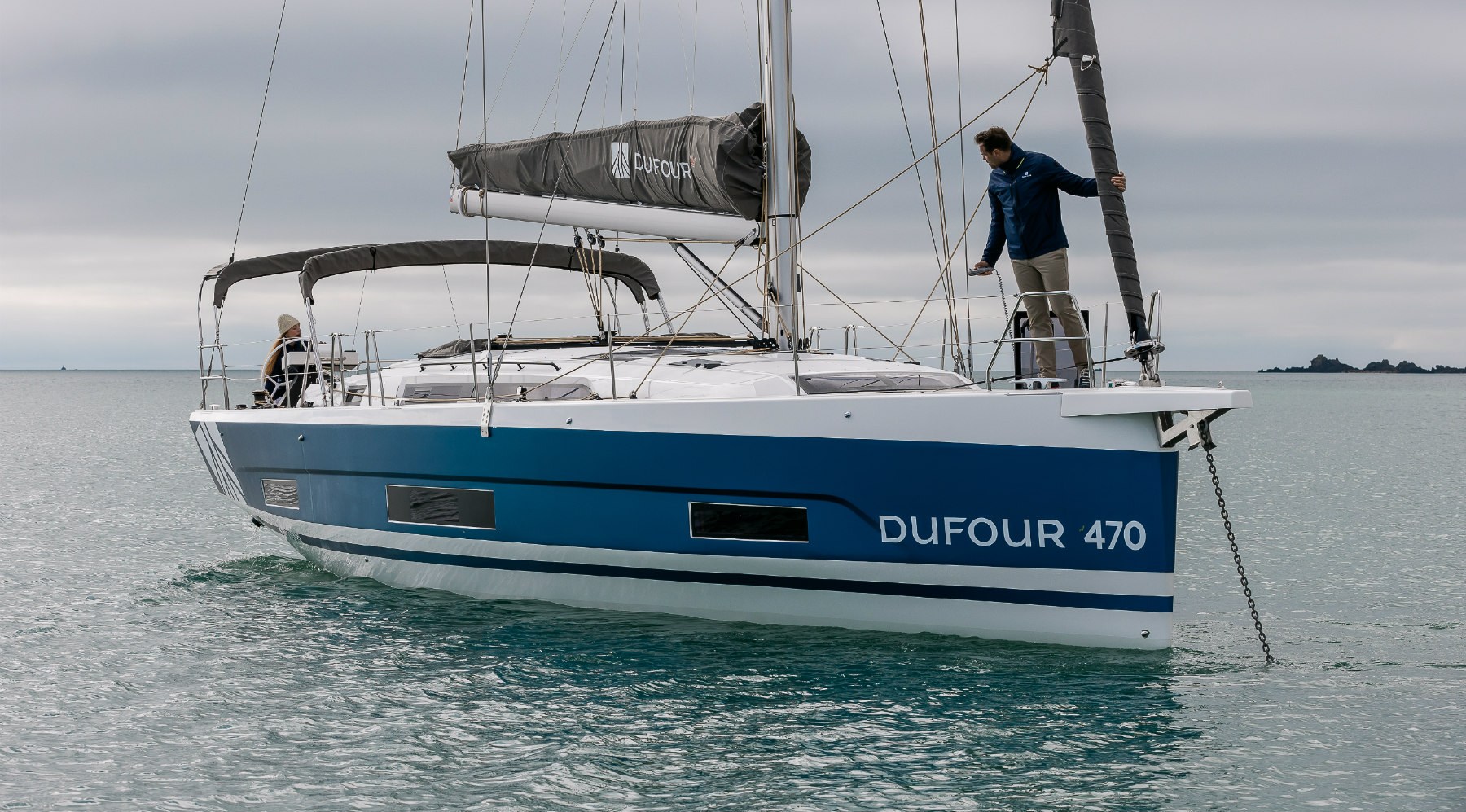 Le nouveau Dufour 470, Chantier Dufour Yachts, Baie de Quiberon le 16 mars 2021, Photo © Jean-Marie LIOT / Dufour Yachts